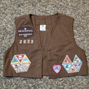Vintage Girl Scouts Brownies Vest with Assorted Patches San Francisco Bay Small